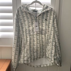 Unisex Lacoste LIVE Monogram Patterned Pullover Windbreaker, Large, Brand New